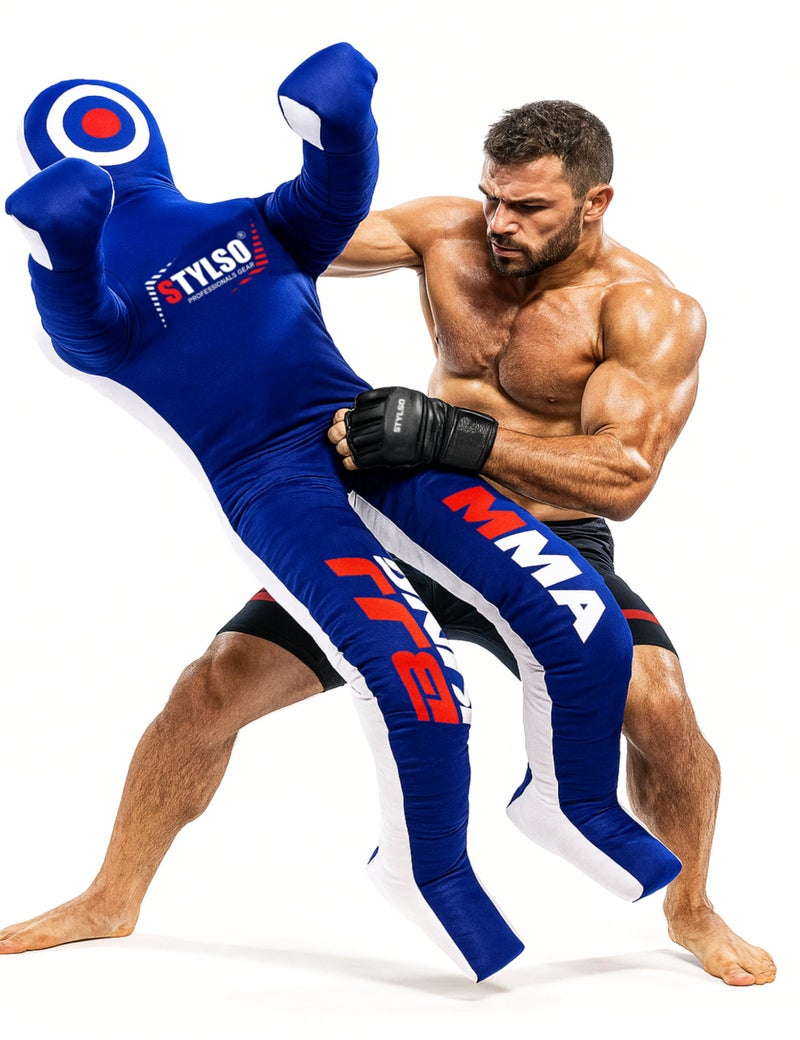 Stylso Un-Filled Grappling Dummy Wrestling Dummy Jiu Jitsu Dummy for BJJ MMA Judo Karate Practice Adult Kids and Youth Training Tackling Dummies - Blue, 5ft / 60" - Image 1